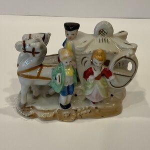 MARKED JAPAN- VINTAGE PORCELAIN CARRIAGE FIGURINES .